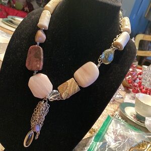 Chico’s Pink and Gold  tone Stone Necklace